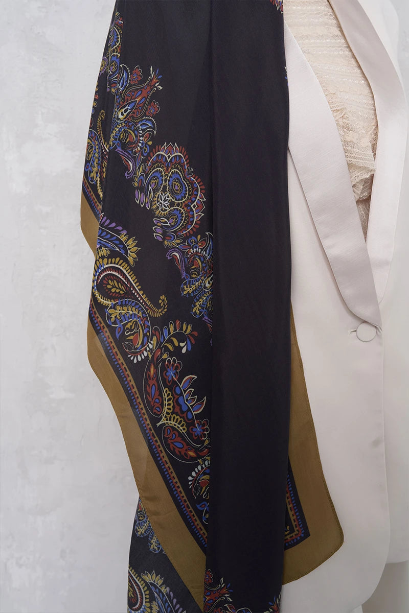 Floş Viskon Şal Sheer Desen - Yağ Yeşili