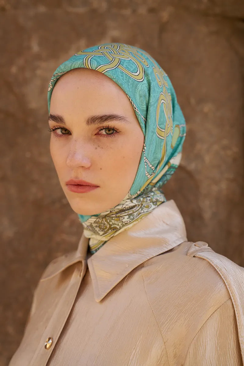 Glaze Braid Desen Eşarp - Sarı