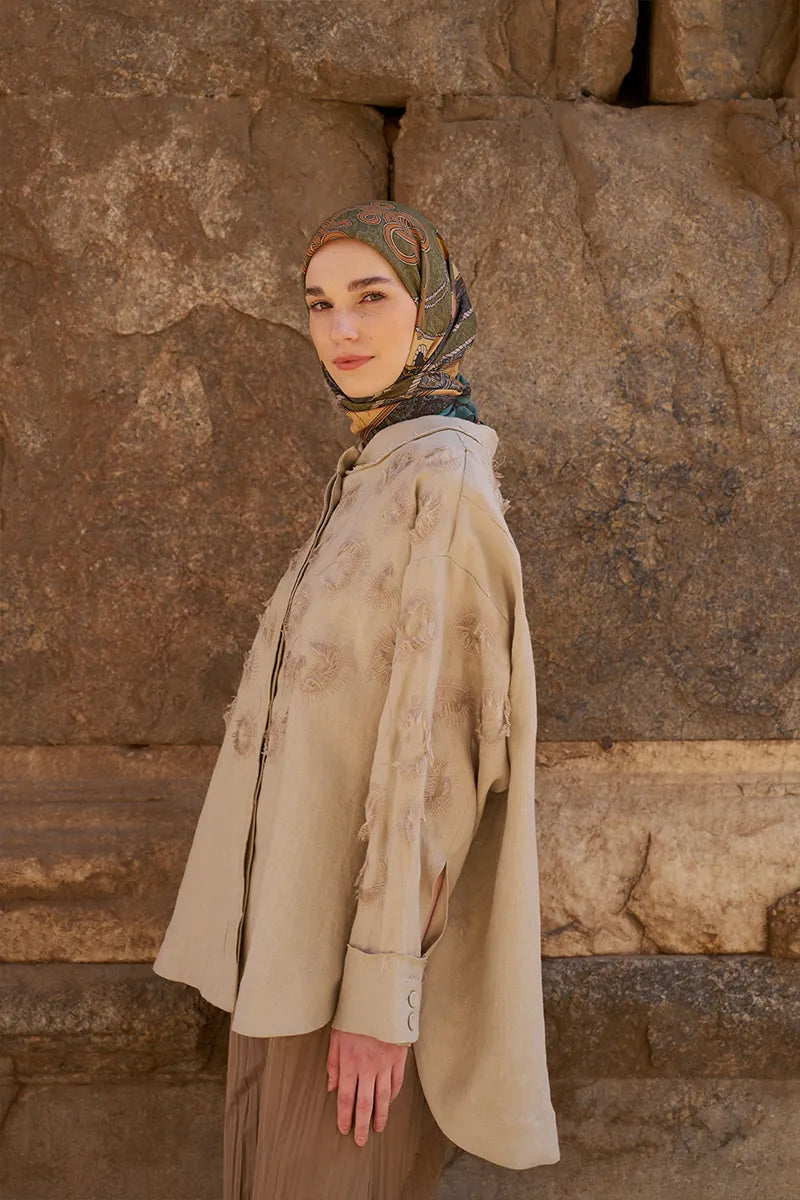 Glaze Braid Pattern Scarf - Green