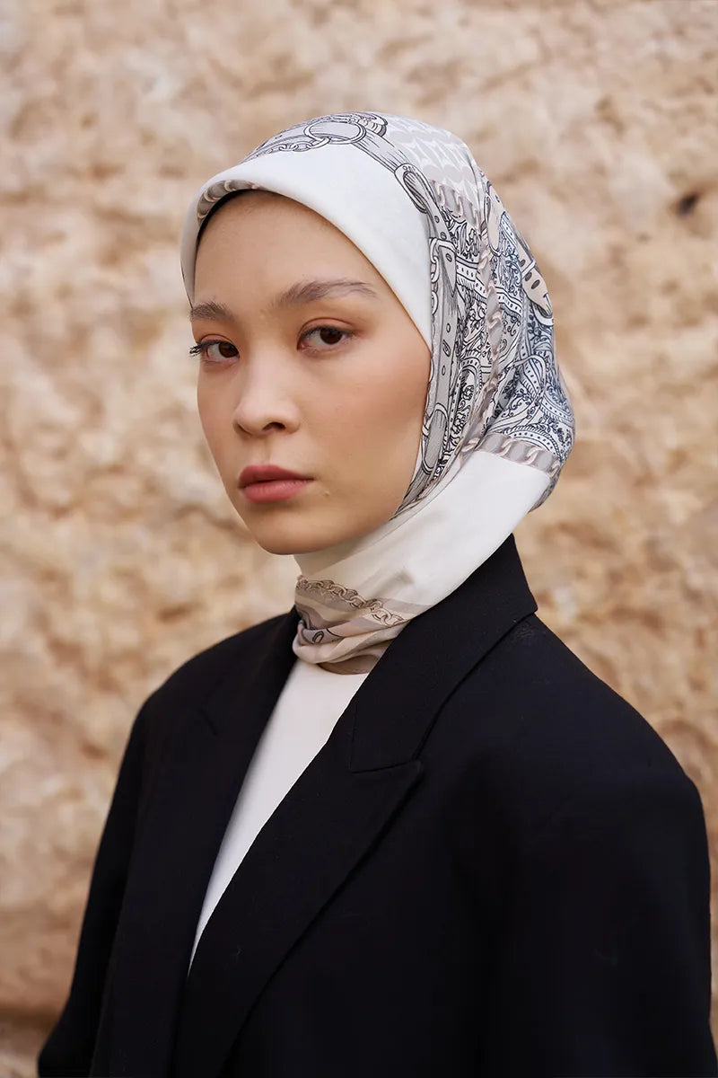 Glaze Chain Desen Eşarp - Bej