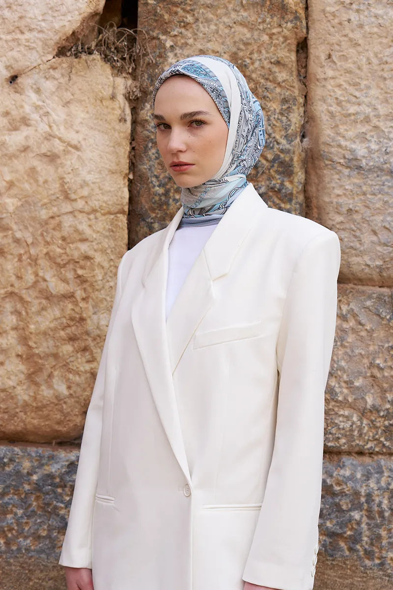 Glaze Chain Desen Eşarp - Mavi