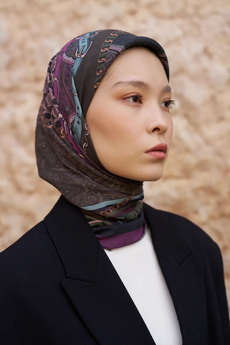 Glaze Chain Desen Eşarp - Mor