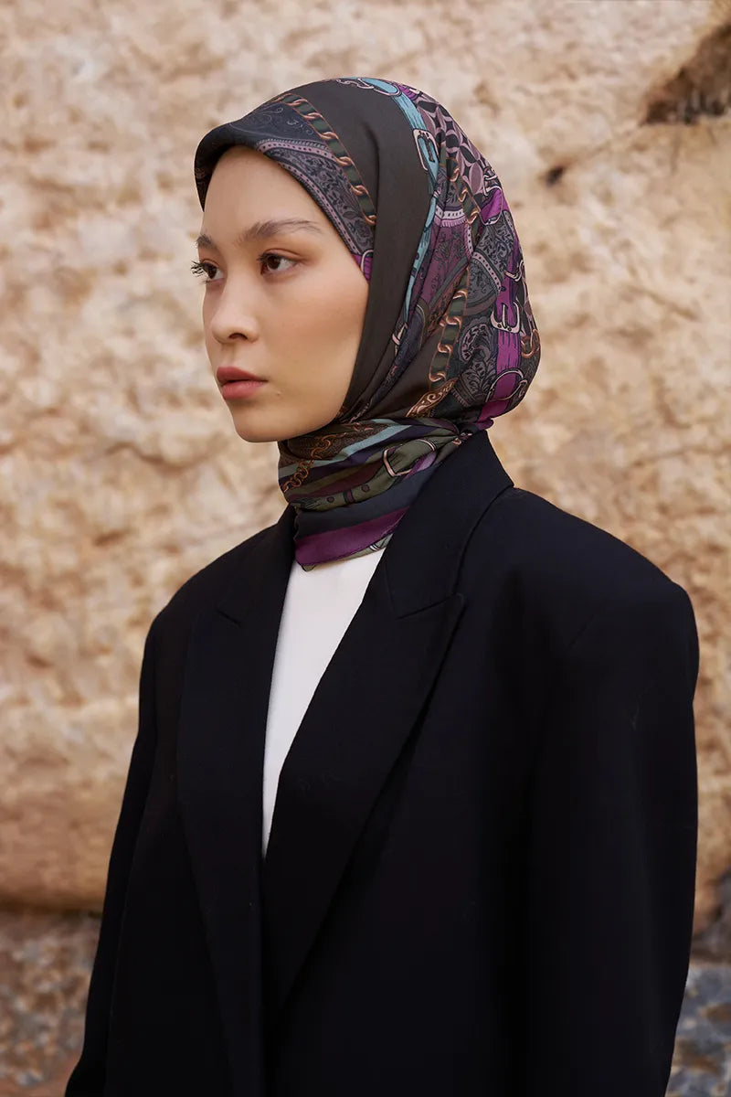 Glaze Chain Desen Eşarp - Mor