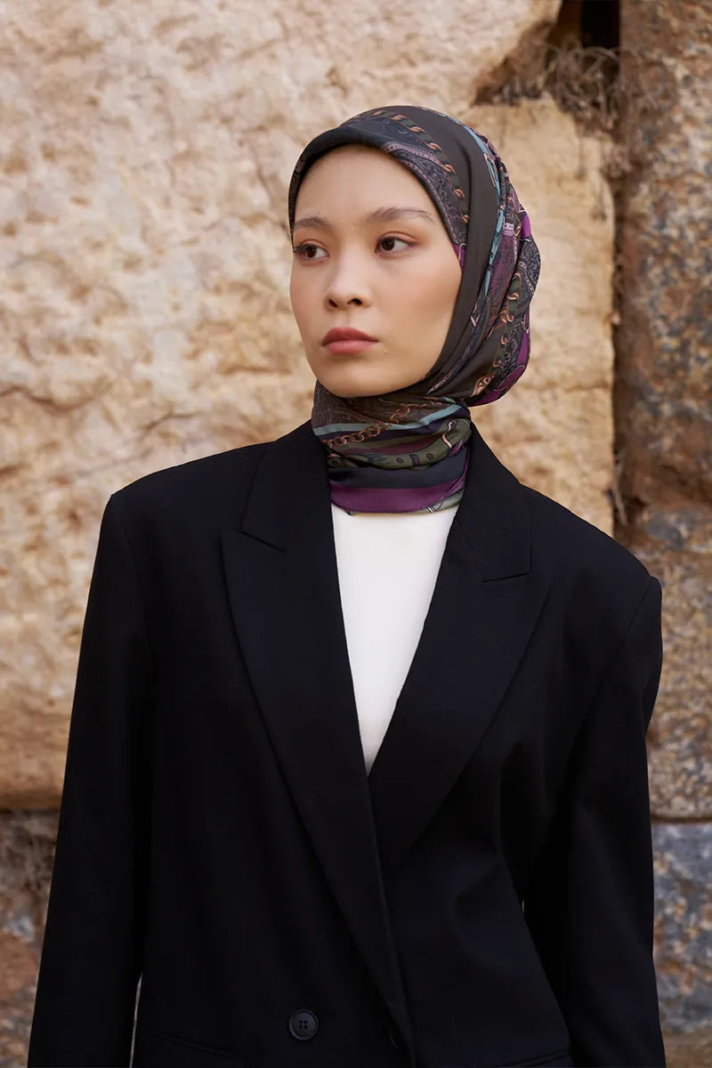 Glaze Chain Desen Eşarp - Mor