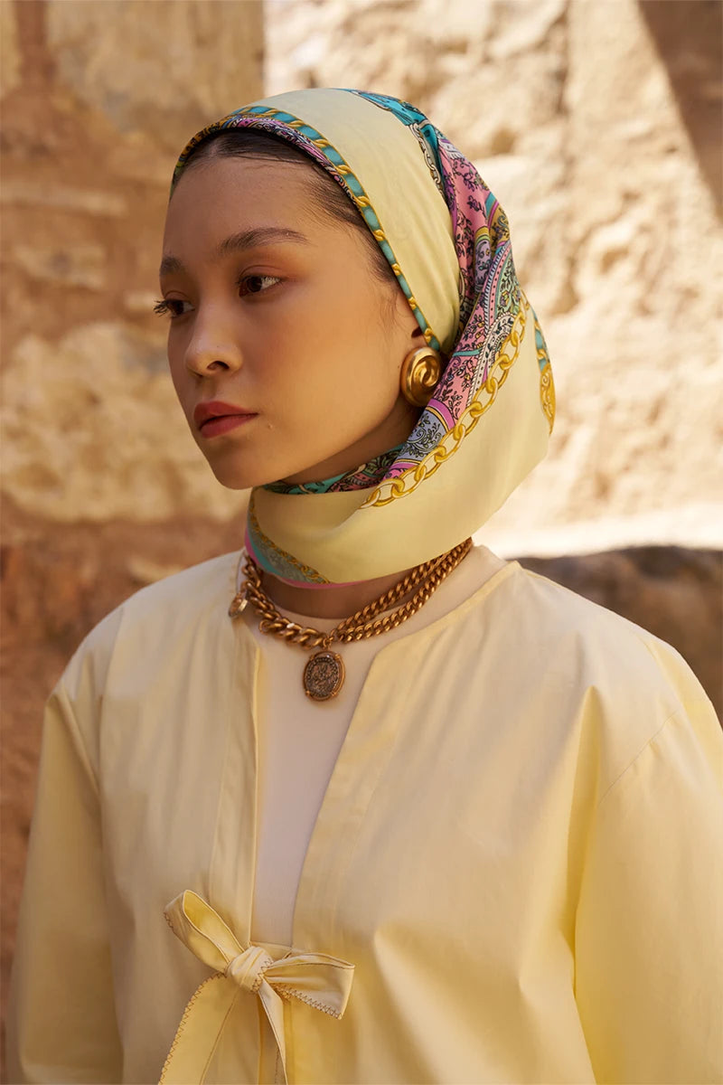 Glaze Chain Desen Eşarp - Pembe