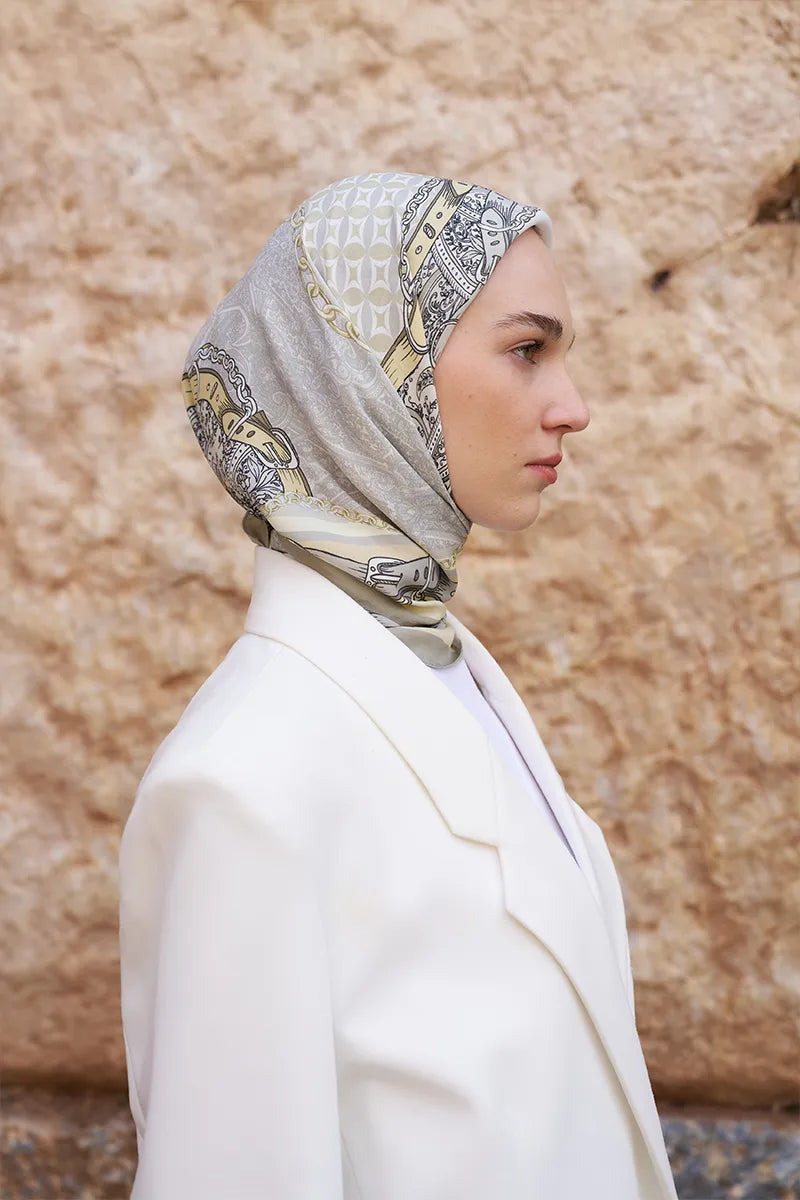 Glaze Chain Desen Eşarp - Sarı