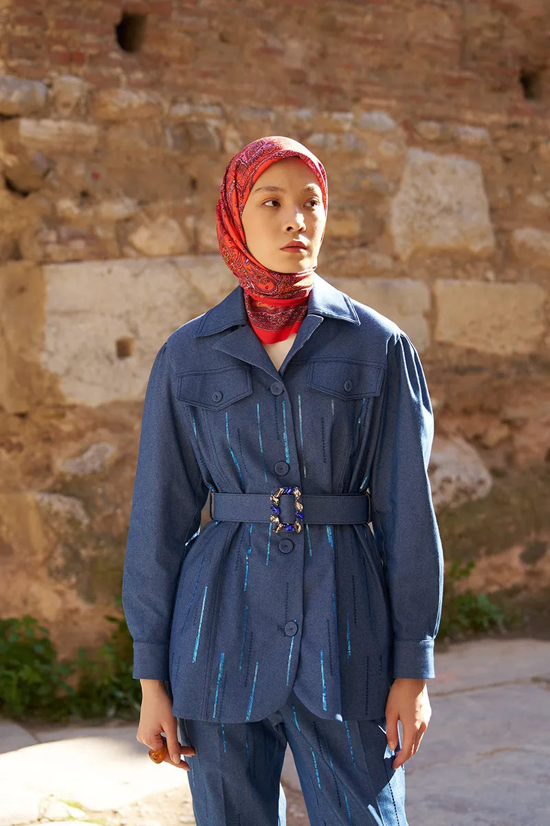 Glaze Endless Pattern Scarf - Red