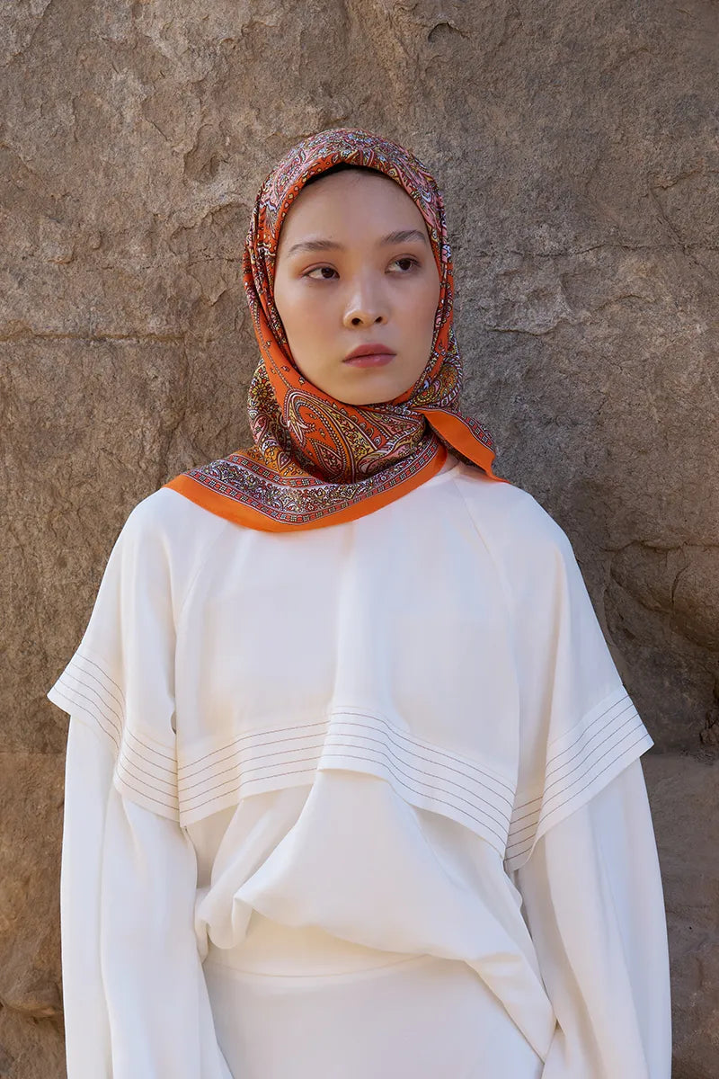 Glaze Endless Pattern Scarf - Orange