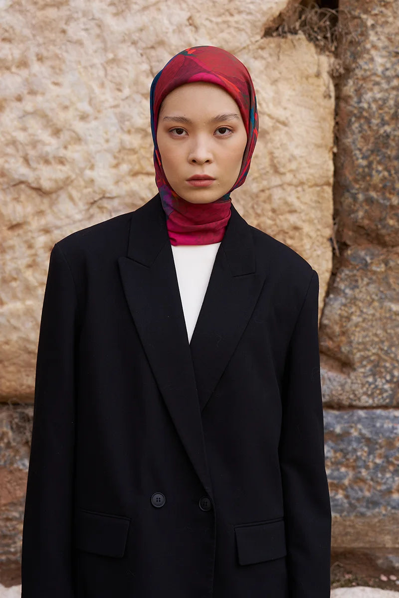 Glaze Vase Pattern Scarf - Red