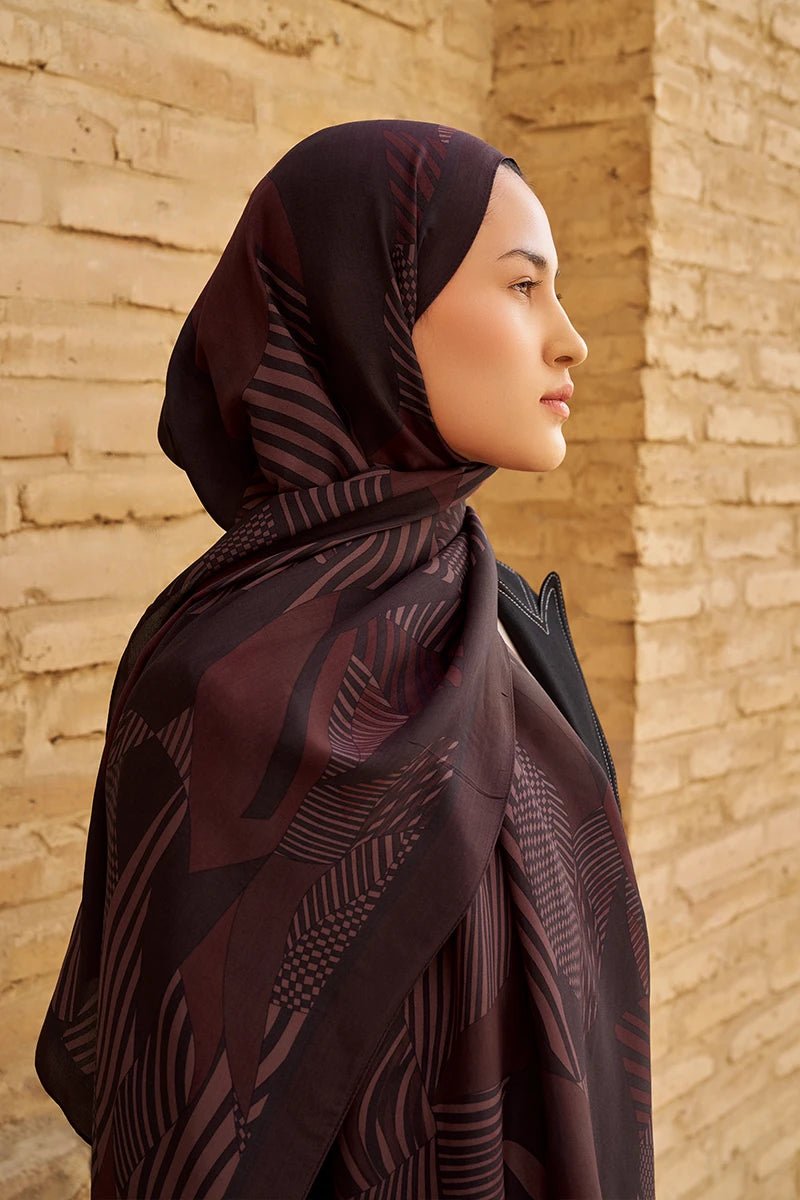 Hazel Floss Viscose Shawl - Burgundy