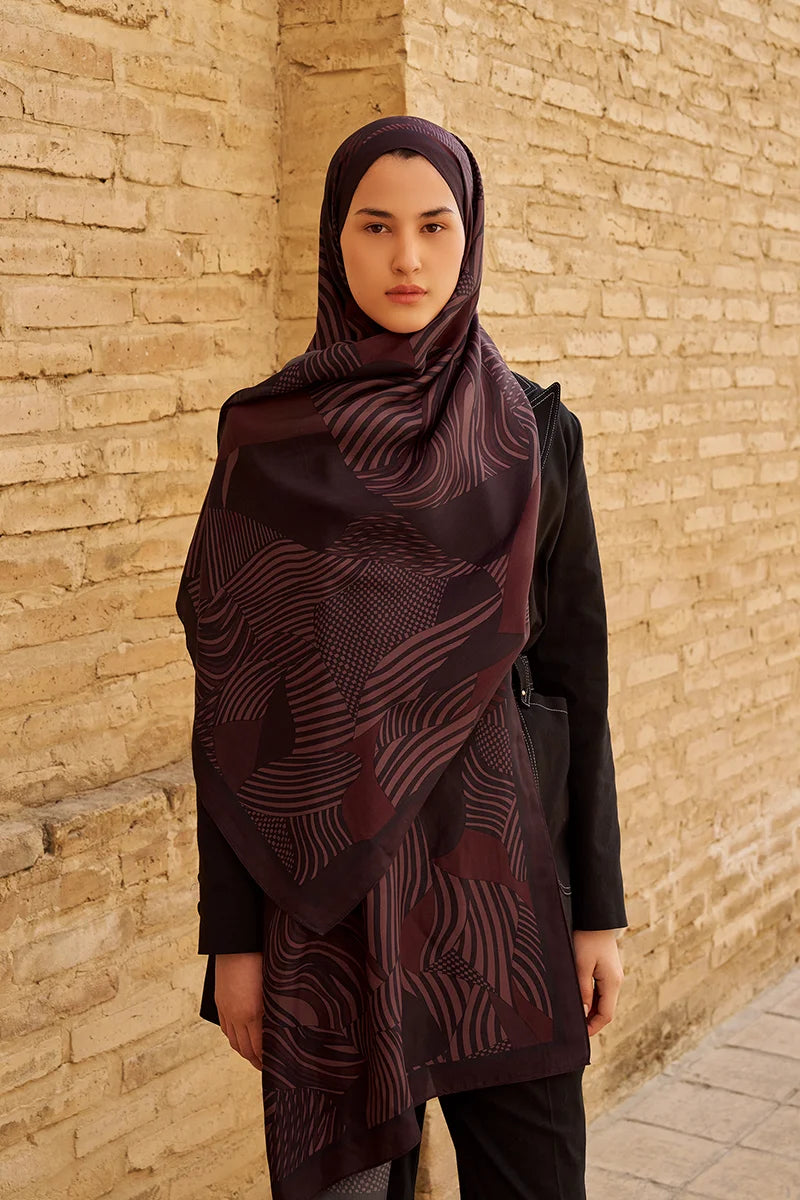Hazel Floss Viscose Shawl - Burgundy