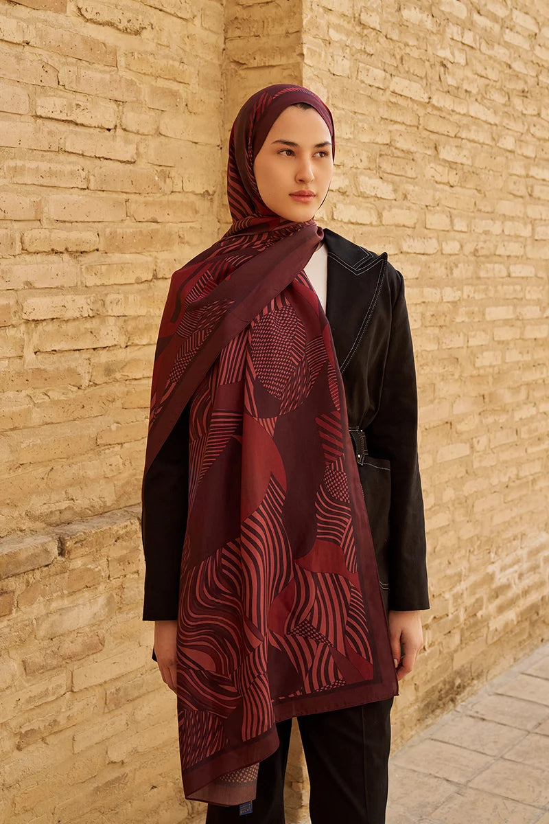 Hazel Floss Viscose Shawl - Burgundy