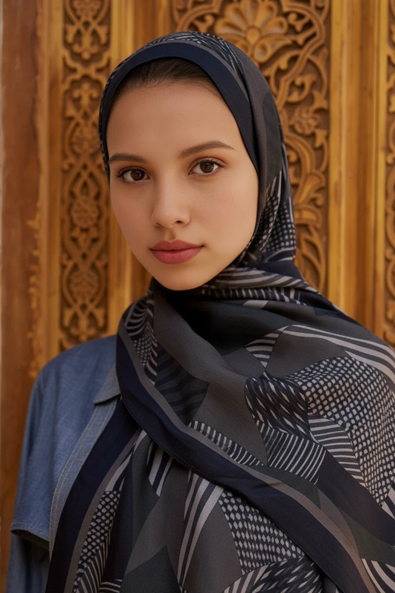 Hazel Floş Viskon Şal - Siyah