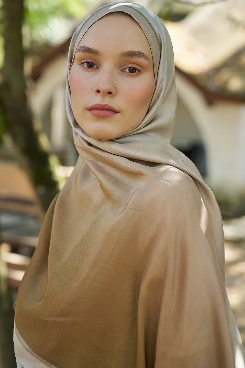 Inspired Gradient Pattern Shawl - Beige