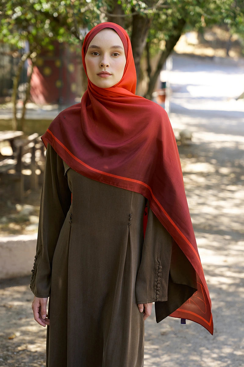 Inspired Degrade Desen Şal - Kırmızı