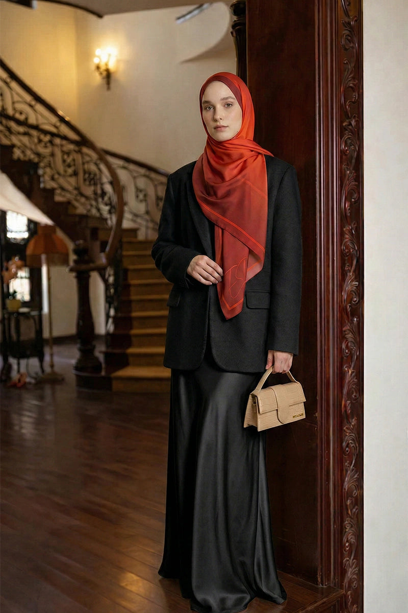 Inspired Degrade Desen Şal - Kırmızı