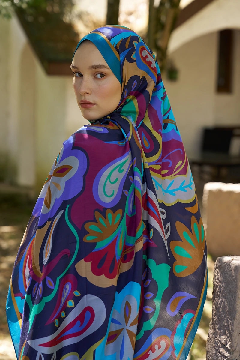 Inspired Density Pattern Shawl - Petrol