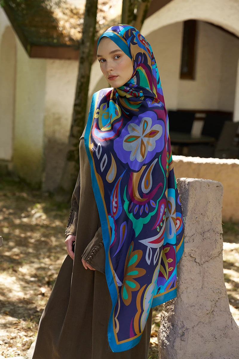 Inspired Density Pattern Shawl - Petrol