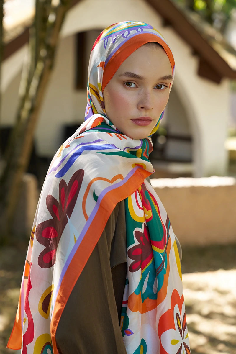 Inspired Density Pattern Shawl - Orange