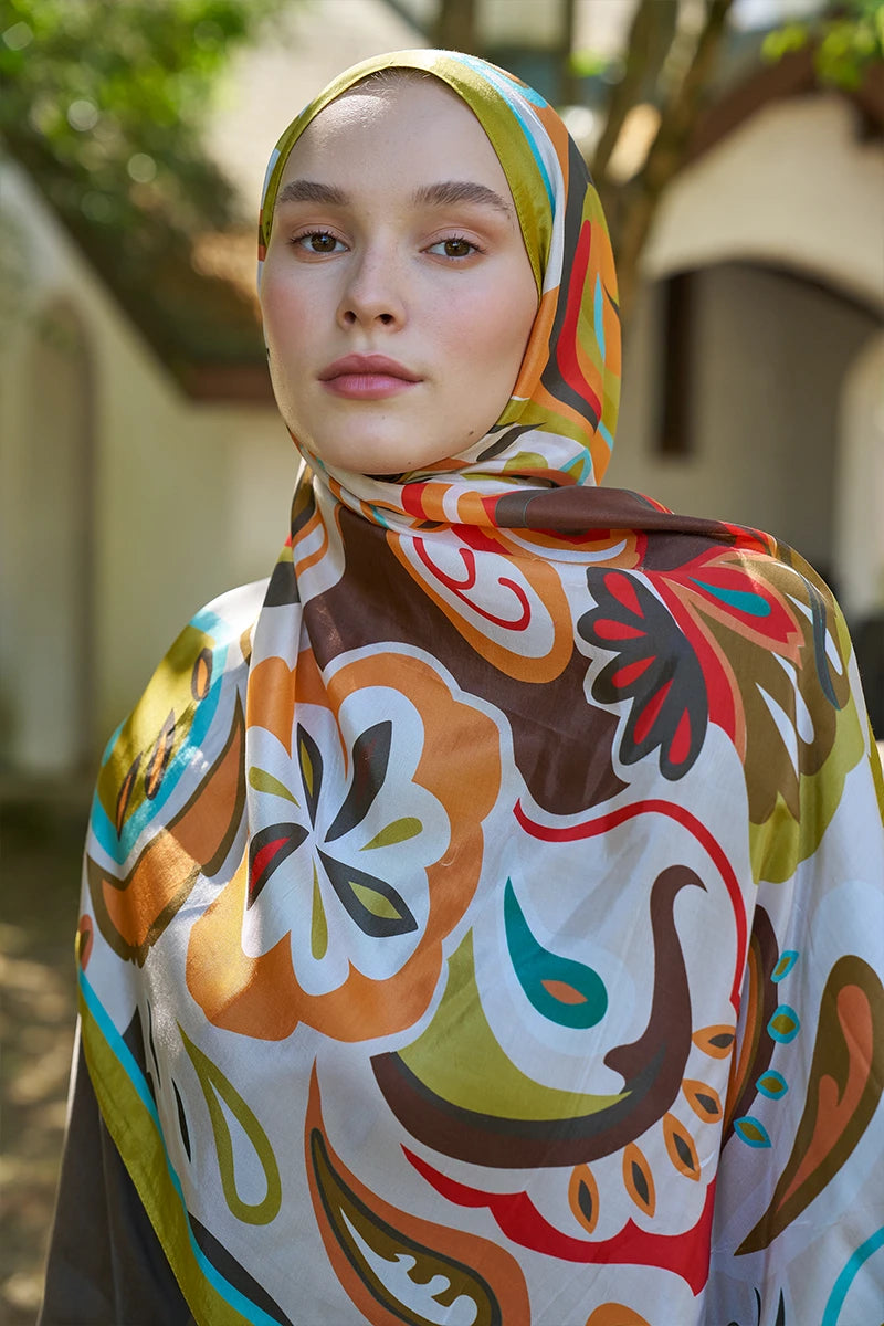 Inspired Density Pattern Shawl - Olive Green