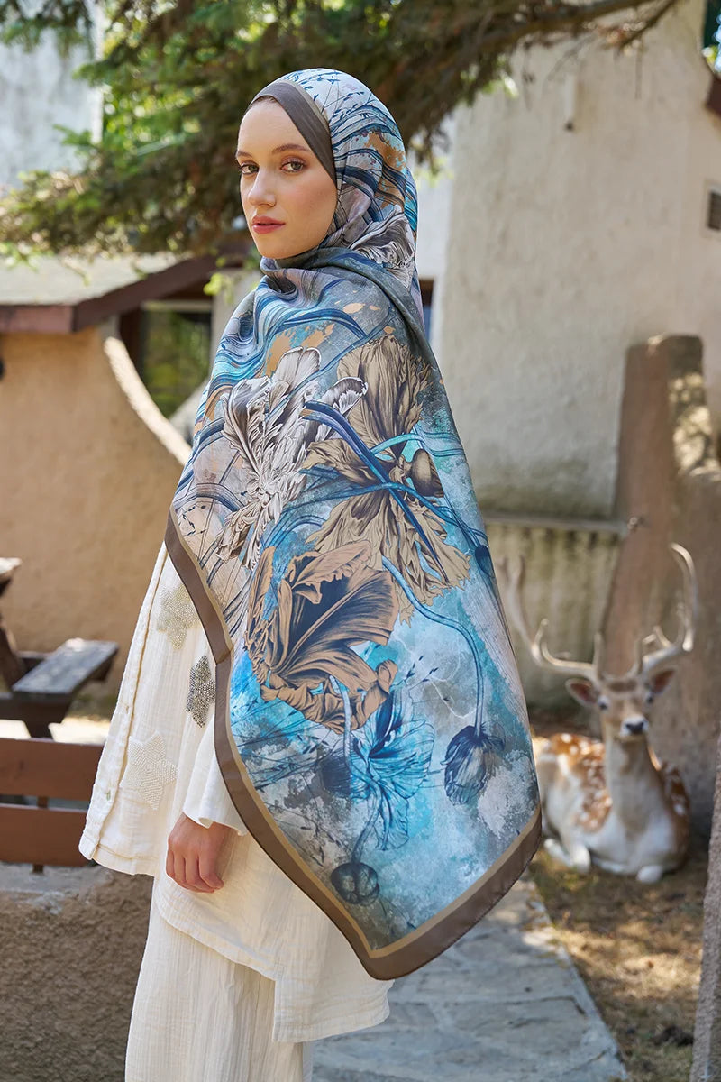 Inspired Marin Desen Şal - Kahverengi