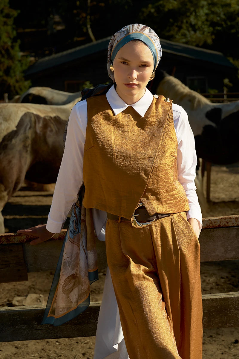 Inspired Marine Pattern Shawl - Blue