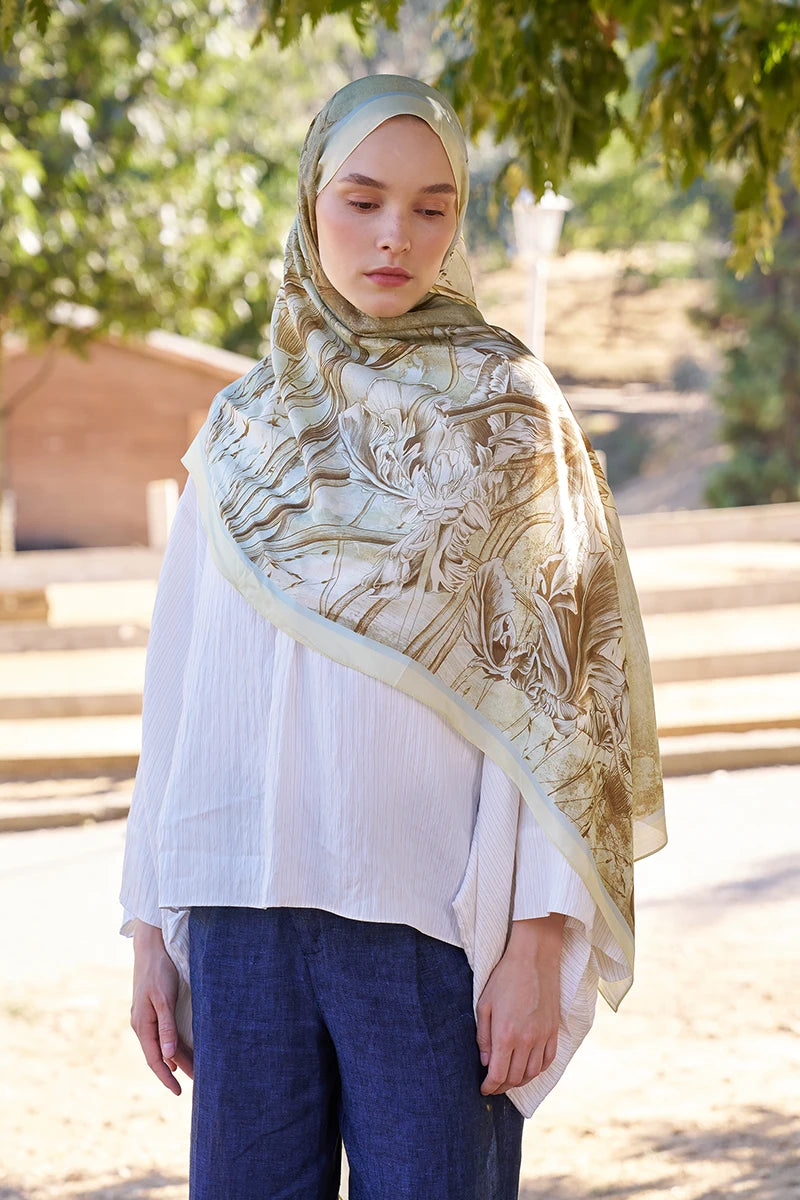 Inspired Marine Pattern Shawl - Yellow