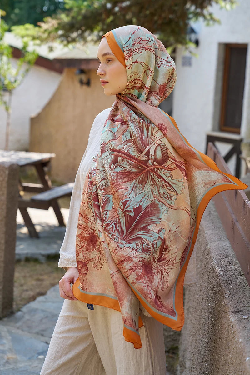 Inspired Marine Pattern Shawl - Orange