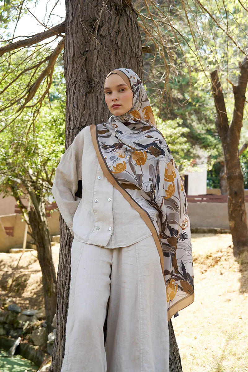 Inspired Muse Pattern Shawl - Beige