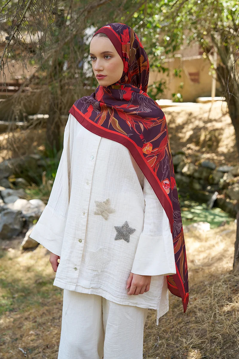 Inspired Muse Patterned Shawl - Burgundy