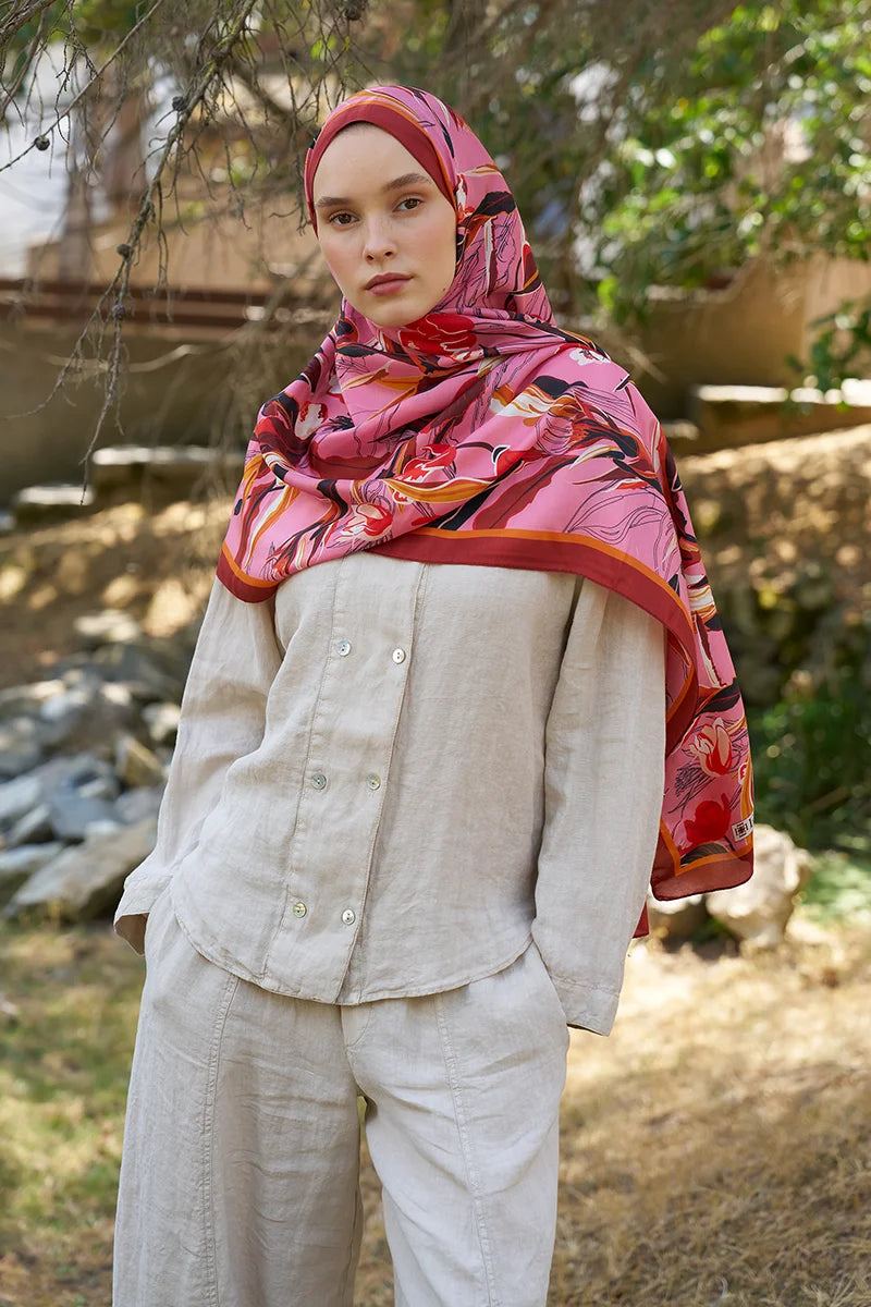 Inspired Muse Patterned Shawl - Terracotta