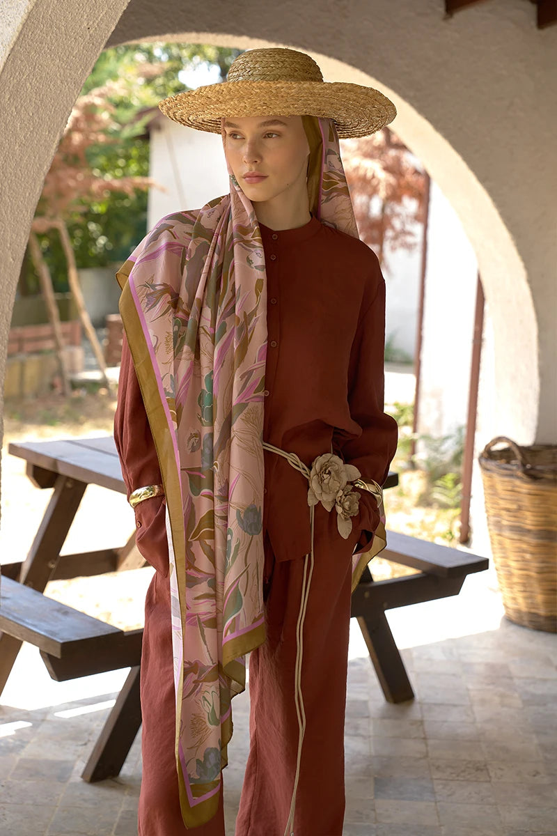 Inspired Muse Patterned Shawl - Powder Pink