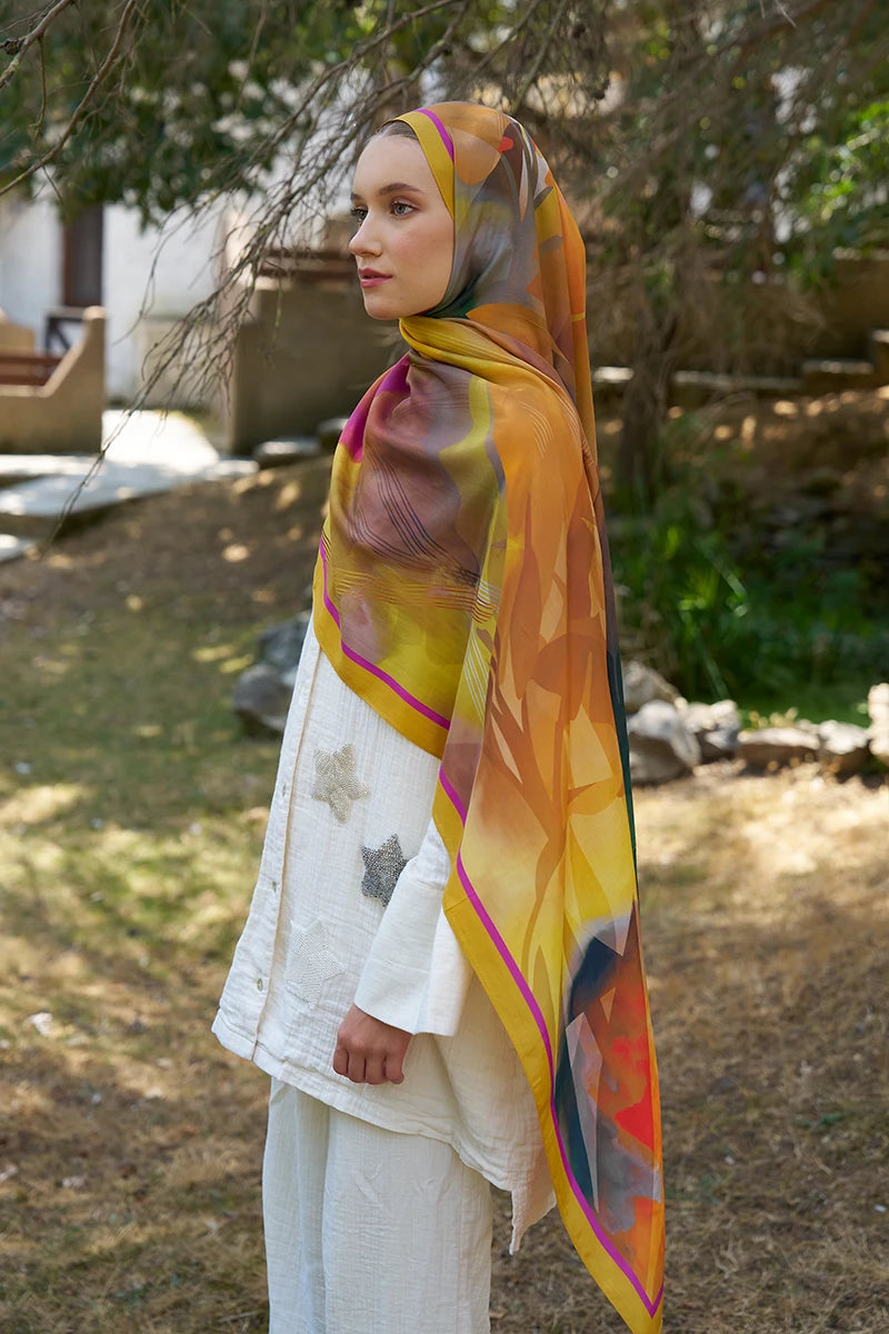 Inspired Volen Pattern Shawl - Mustard