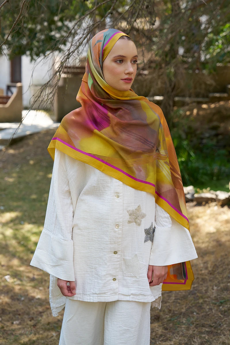 Inspired Volen Pattern Shawl - Mustard