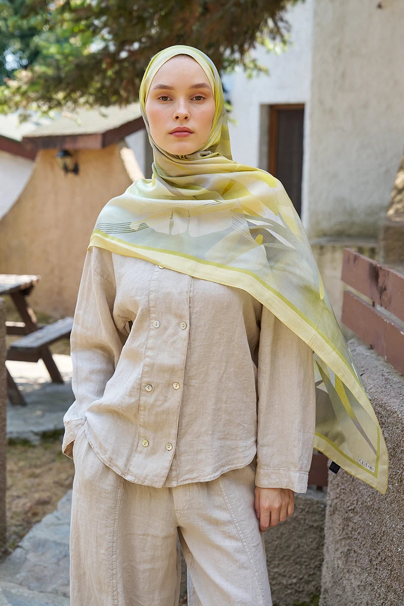 Inspired Volen Pattern Shawl - Yellow