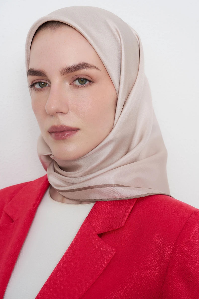 Twill İpek Eşarp - Bej