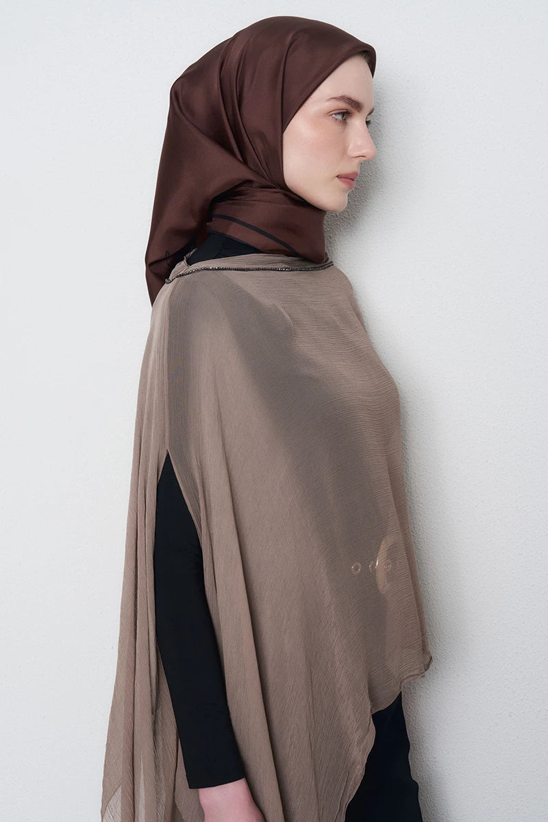 Twill İpek Eşarp - Kahverengi