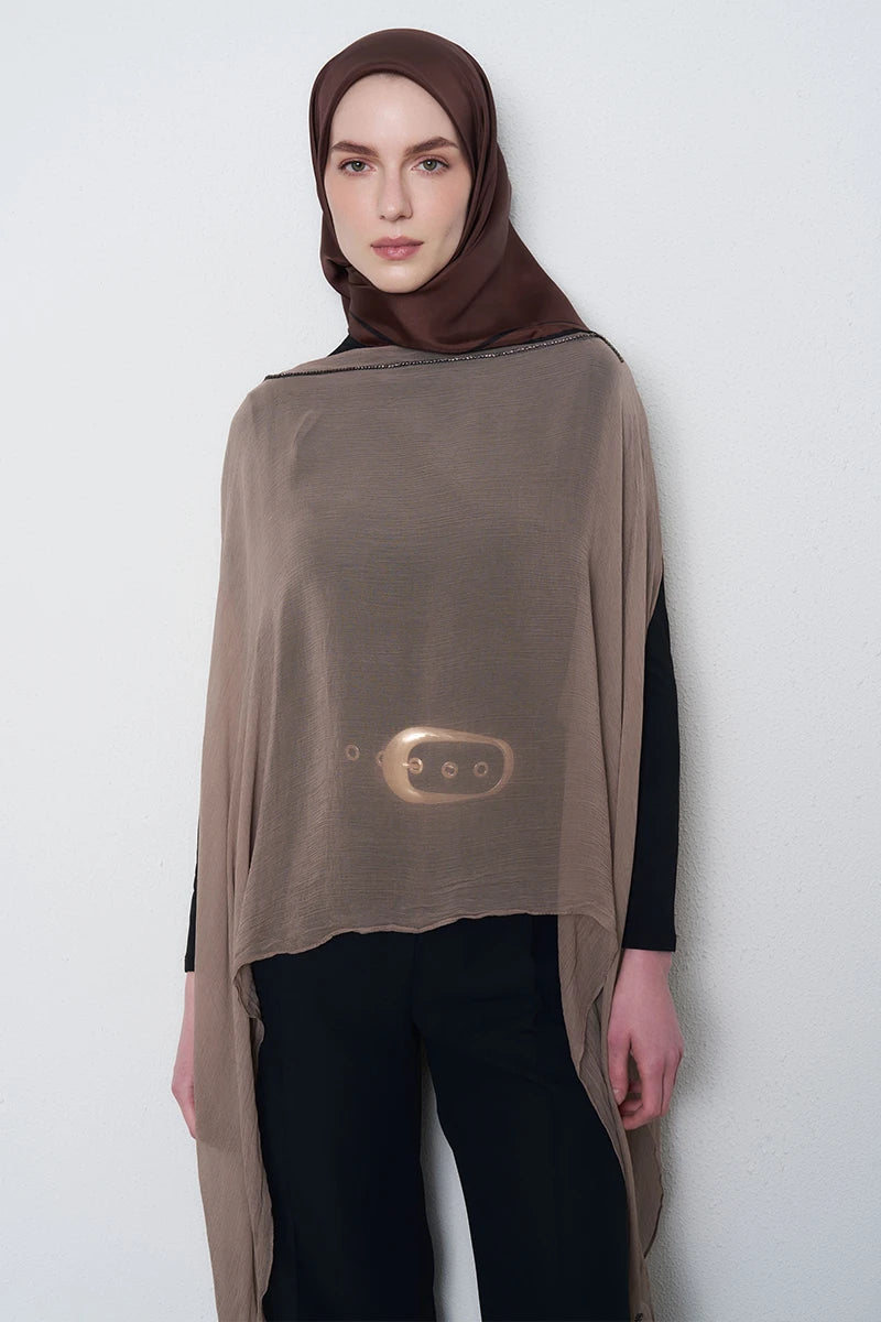 Twill İpek Eşarp - Kahverengi