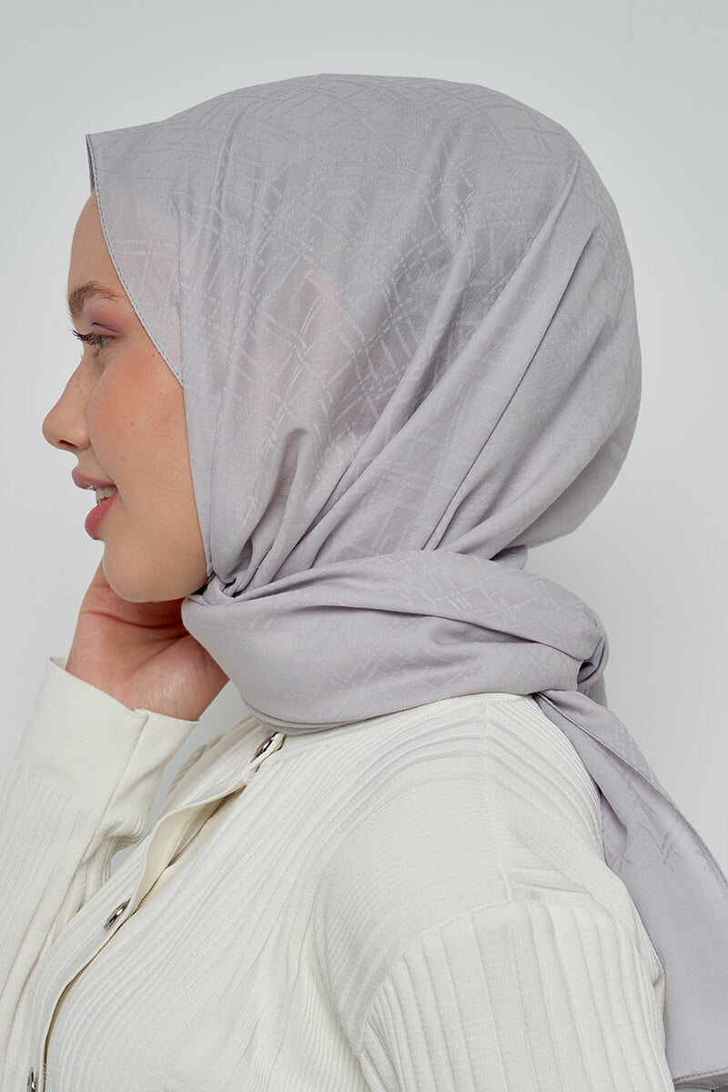 Pamuklu Şal Çizgi Desen - Gri