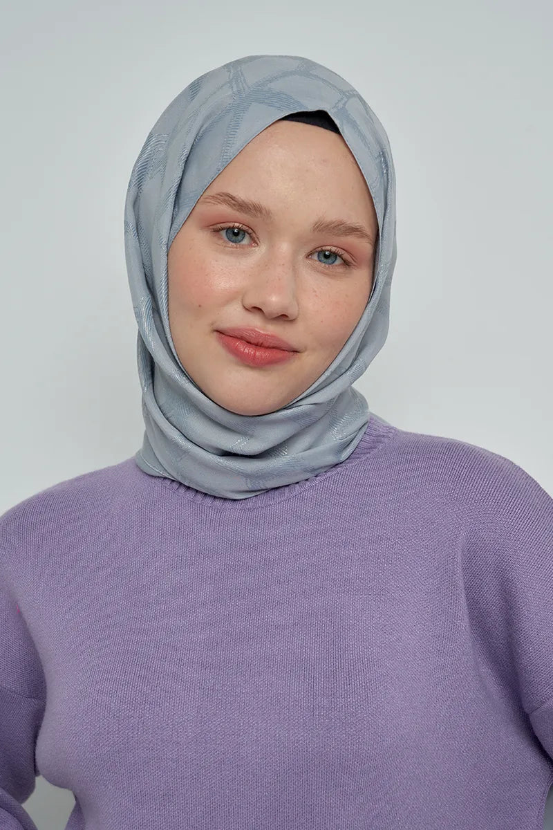 Jakar Pamuk Şal Mozaik Desen - Gri