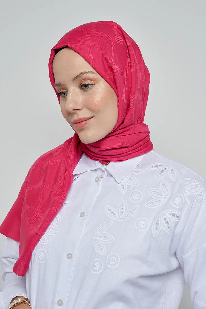 Jacquard Cotton Shawl Mosaic Pattern - Pink