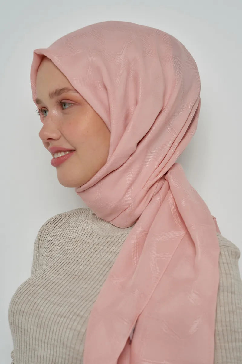 Jakar Pamuk Şal Mozaik Desen - Pudra