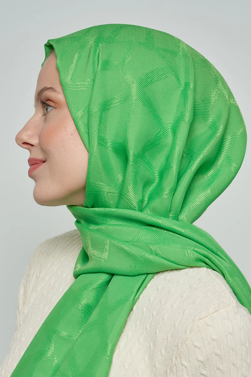 Jakar Pamuk Şal Mozaik Desen - Yeşil