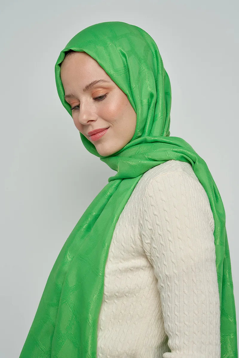 Jakar Pamuk Şal Mozaik Desen - Yeşil