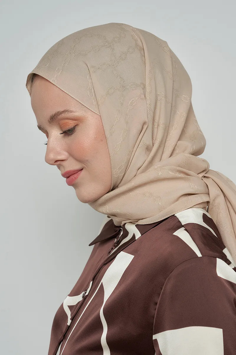 Jakar Pamuk Şal Zincir Desen - Bej