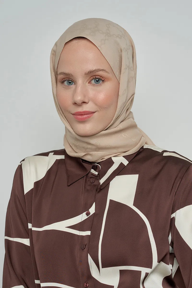 Jakar Pamuk Şal Zincir Desen - Bej