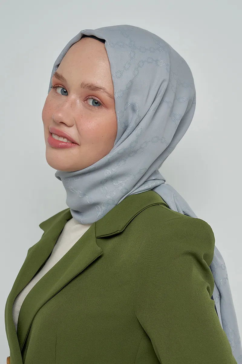 Jakar Pamuk Şal Zincir Desen - Gri