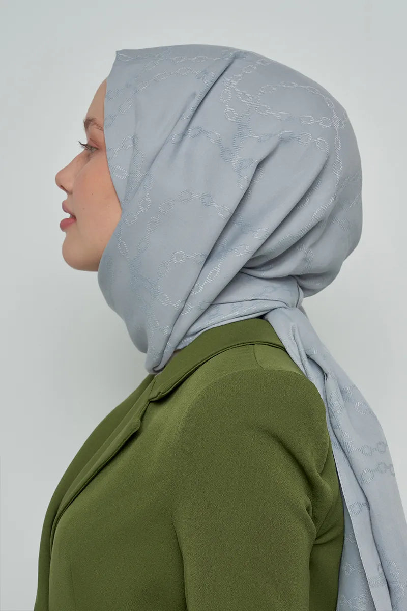 Jakar Pamuk Şal Zincir Desen - Gri