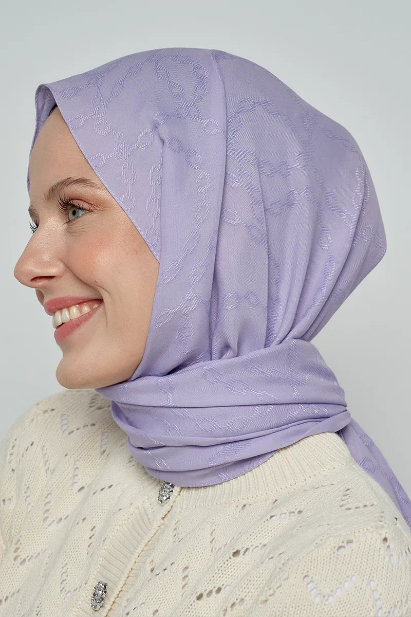 Jakar Pamuk Şal Zincir Desen - Lila