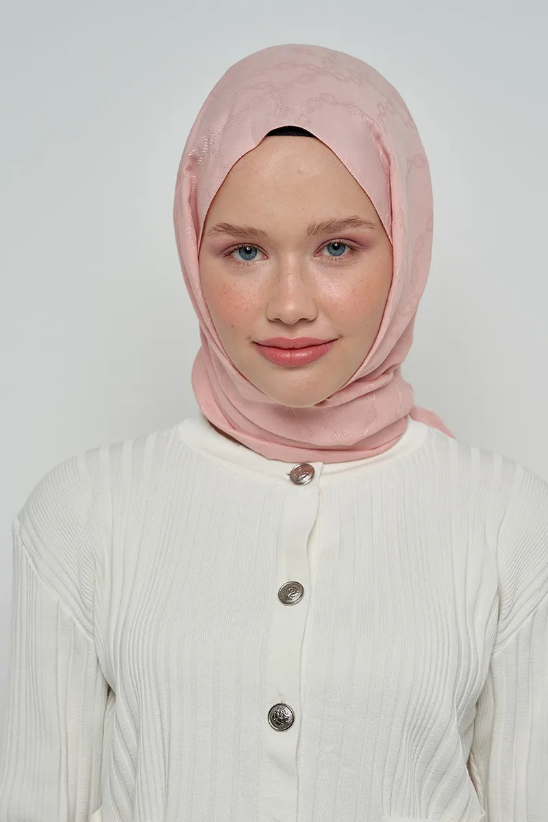 Jakar Pamuk Şal Zincir Desen - Pudra